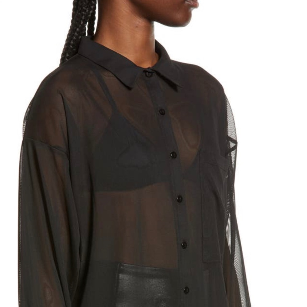 Sheer oversized black blouse